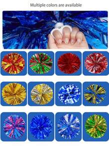2pcs Football/Basketball Cheerleader Pom Poms, Metal Series Sports Team Activity, Dancing Performance Props, Square Dance Game Props, Dancing And Fan Cheering Props, Suitable For Outdoor Sports Team Performances