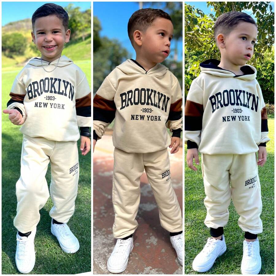 Stylish Boys' Set – Cold Weather Clothes With Sweatshirt For Boys | 2 Pieces Winter 02 TO 14 YEARS - Màu be - Xem 1