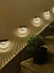 2/4/6 piezas Luces solares de pared, Luces solares de valla - Blanco cálido, Luces solares impermeables para valla, patio, porche - Fácil instalación