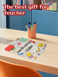 Personalized Teacher Gifts, Custom Acrylic Clipboard With Teacher Name, Elements Teacher Clipboard, Back To School Teacher Appreciation Gift, Back To School, Multi-Functional, Ornamental, Reusable, Modern, Colorful, Cute, Vintage, Cartoon, Kawaii, Custom, Personalized, Unique, Customized, Workers, Clients, Students, For Business/Work/Office, For School, Middle School Students, High School Senior High School Students, College Students, University Students, Freshman, Sophomore, Underclassmen - Multicolor - View 2