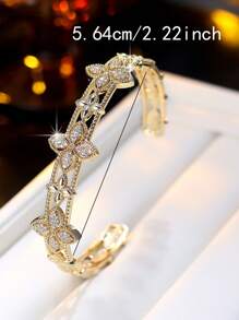 1pc Luxury Elegant High-End Open Bangle Bracelet, Suitable For Daily Wear And Parties