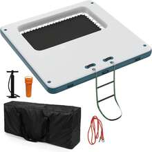 Inflatable Water Hammock Floating Dock Mesh, 10FT/8FT Sunchill Float Ring Heavy Duty River Floats Lake Raft For Tanning Pool Lounger Float Island Platform Pad Mat Party  Large 10x10FT Inflatable Floating Dock - Inflatable Water Hammock W (4x7FT) Water Floating Island Raft For Lake Boat Pool Ocean - Includes Ladder & Carry Bag - White - View 1
