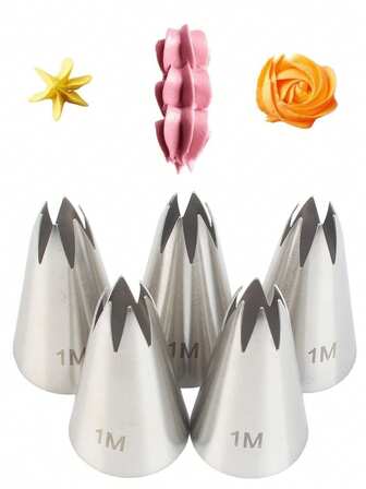 3件/5件裱花嘴套装，不锈钢裱花嘴，奶油蛋糕裱花嘴，适用于甜点饼干杯蛋糕，厨房配件，烘焙工具，DIY蛋糕装饰用品