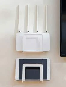 2/1pcs Router Holder/Wifi Storage Rack, Power Outlet Holder, Wall-Mounted Bracket, Set-Top Box Storage Rack, Hole-Free Storage Box Holder, High Capacity Space-Saving Wall Shelf, Suitable For Living Room, Bedroom, Desk And Dorm - White - View 9