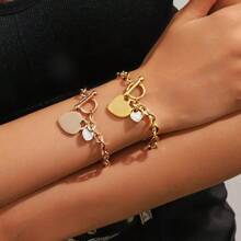 1 pièce Bracelet minimaliste à la mode en acier inoxydable en forme de cœur, convient pour la tenue quotidienne ou les soirées des femmes, excellent cadeau pour les amis