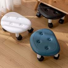 1 pièce Tabouret mobile bas avec roulettes pivotantes - Repose-pieds en plastique sans formaldéhyde pour la maison, le salon, la chambre - Pouf rond multifonctions confortable, outil et accessoire, sans odeur