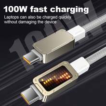 Cable USB Tipo C a USB C de 100W con luz LED que fluye, admite carga ultra rápida con chip Emarker, cable de datos trenzado de carga rápida PD compatible con Galaxy S25, S22, Mate40 Pro, 15 16 Pro Max Pro
