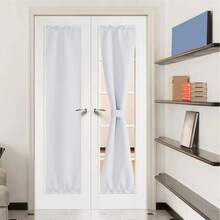 Local Warehouse- Door Curtain Panel, Grey French Door Curtains Blackout Thermal Insulated Curtain Sidelight Privacy For Window/Living Room/Doorways/Classroom (25W By 72L Inches, 1 Panel) - 灰白色 - 查看 1