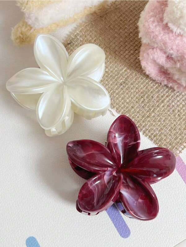 قطعتان مشبك شعر أكريليك بتصميم زهري كبير الحجم، إكسسوارات مشبك شعر أنيقة ومتطورة للنساء، قابلة للارتداء اليومي، إكسسوارات شعر مشبك للنساء للارتداء في العطلات والمناسبات