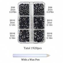 1920pcs / 6 Grids Resin Rhinestones Beads With Wax Pen, Multicolors 2mm 3mm 4mm Non-Hot Fix Flatback Round Jelly Resin Rhinestones For Nail Art Decoration, Face Makeup, DIY Jewelry Craft, Making Accessories, Shoes, Clothes, Bags Nail Charms Nail Gems Nail Supplies