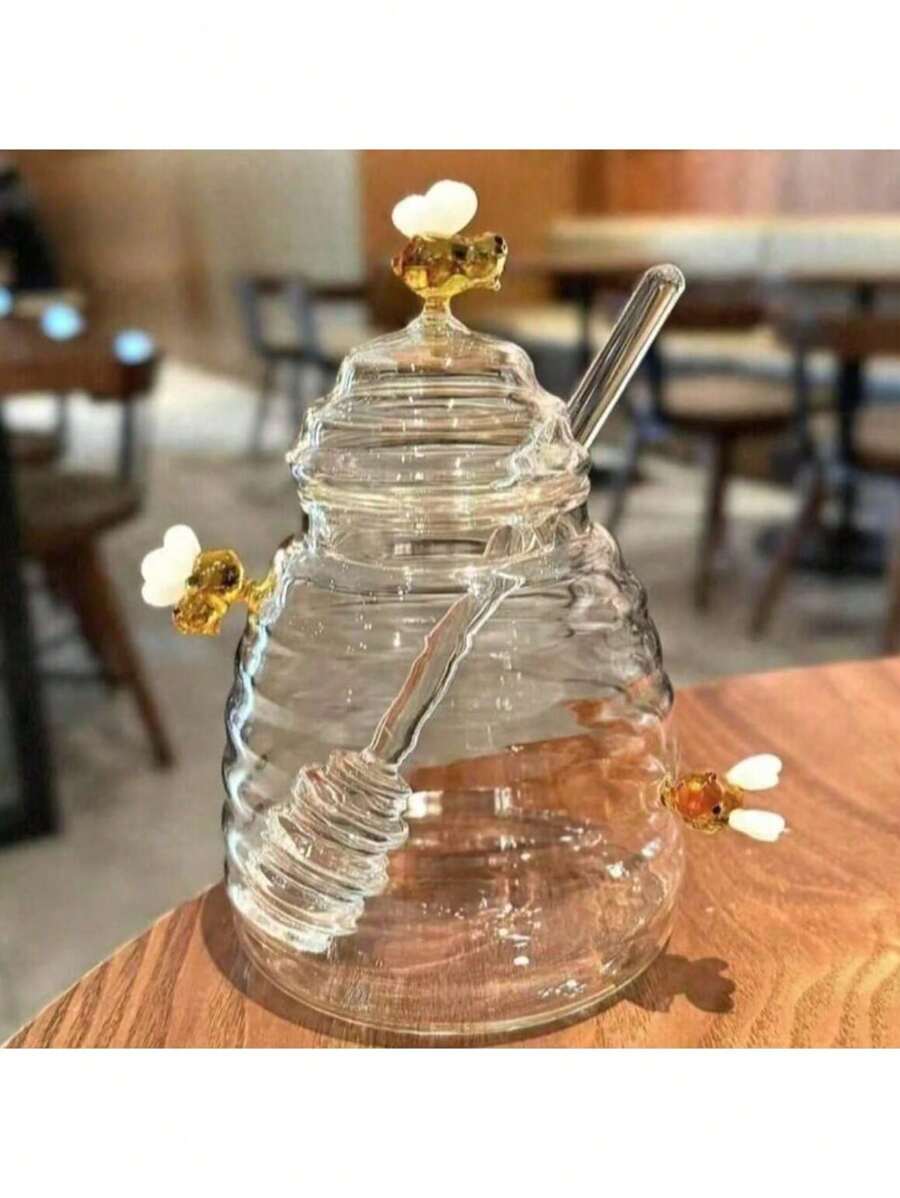 1 pièce Cuillère à miel, bâtonnet mélangeur en verre à long manche pour le café, la confiture, outil idéal de cuillère à miel