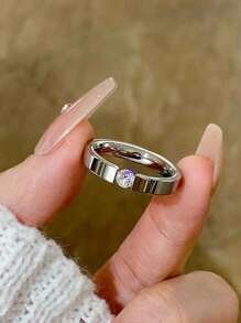 1pc Simple Fashionable 18K Gold Plated Zirconia Ring, Suitable For Women's Daily Wear, Can Be Given As A Festival Gift