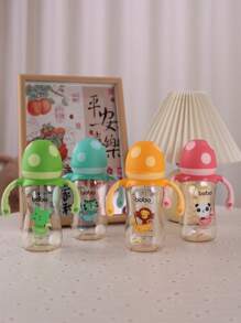1pc Baby Bottle, PPSU Wide Mouth Mushroom Cap Bottle With Natural Nipple And Handle, 260ML/8.8oz