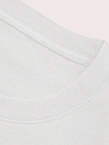 200g All Cotton Japanese Summer T-Shirt, Loose Crew Neck, Simple Print - 白色 - 查看 4