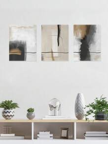 3 piezas Decoración de pared abstracta moderna y neutra, Pósteres de impresión nórdica abstracta, Pinturas de arte en lienzo, Pinceladas minimalistas Dibujo de línea moderno, Obra de arte decorativa, Artes de pared, Pinturas clásicas, Estética de habitación, Decoración del hogar, Regalo ideal, Marco opcional