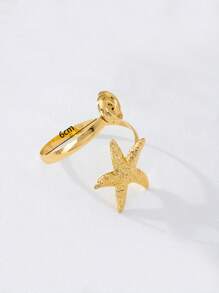 1 pièce Bracelet géométrique en nœud d'étoile de mer de style élégant pour vacances océaniques en métal, un jonc ouvert et ajustable pour les femmes, convient pour les fêtes d'été à la plage