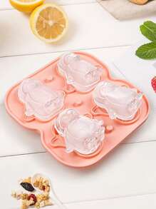 4 Stück/Set rosa Pinguin geformte Eiswürfelform, Eiswürfelform mit großer Kapazität, Silikon Eiswürfelbereiter, Kühlschrank Eisbox, mini Pinguin Design, einfaches Herauslösen, praktische Eisherstellung, versiegelte Verpackung, Küchenutensilien