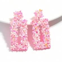 1 Pair Handmade Colorful Floral Beaded Earrings, Bohemian Lightweight Sparkly Flower Shaped Bead Pendant Earrings, Suitable For Women's Birthday, Party, Holiday Gift (Bead Position Random)