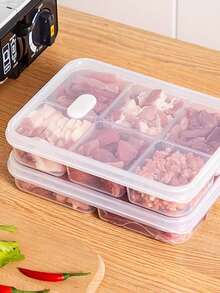 4/6 格可重复使用食物准备容器 - 适用于家庭、学校、工作和旅行的便当盒，分量控制食物和零食容器，成人份量，透明 - 白色 - 查看 3