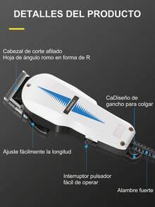 Professional Electric Hair Shaver With Combs - White - View 5