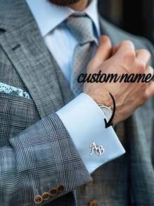 1 Par de gemelos minimalistas con letra mayúscula personalizada,gemelos con placa de nombre personalizada para hombres,gemelos de traje chapados en oro de 18K con diseño personalizado,regalo elegante para novio,regalo del Día del Padre,regalo del Día de San Valentín,regalo de Navidad