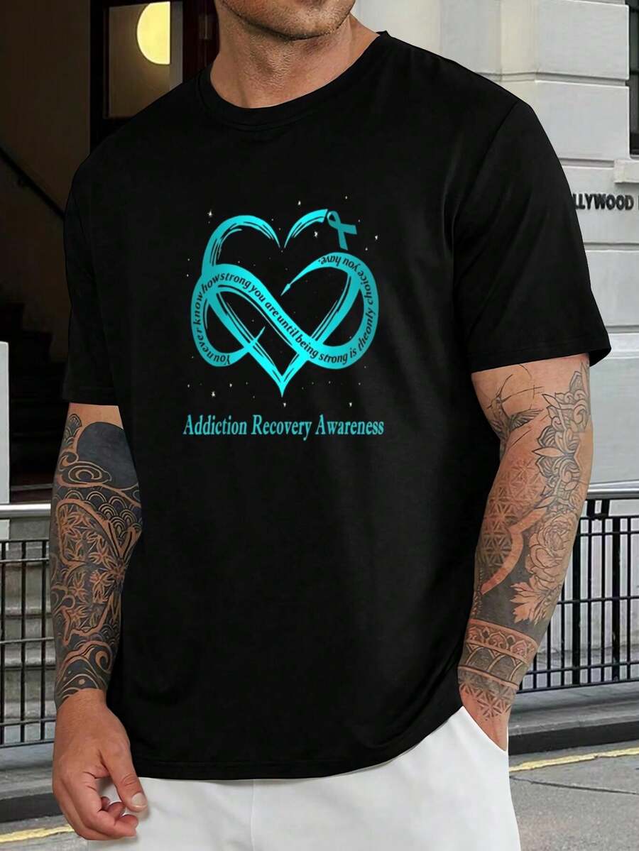 Camiseta de recuperación de adicciones - Apoya la sobriedad, la esperanza y la fuerza | Camiseta de algodón negro para hombres y mujeres | Muestra tu resiliencia, inspira a otros | Ropa de recuperación - Negro - Ver 1