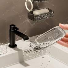 1pc - Suction Cup Soap Dish, Strong Vacuum Suction Cup Punch-Free Soap Dish, No Drilling Required, Removable, Suitable For Shower, Bathroom, Bathtub And Kitchen Sink Soap Dish
