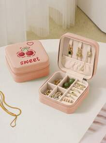 1pc Jewelry Box, Large Capacity Jewelry Storage Box, Jewelry Organizer Box, Miniature Jewelry Case, Jewelry Savings Box, Portable Travel Jewelry Box, Makeup Box, Various Jewelry Boxes,Simple Travel & Home Jewelry Box For Women Storage Organizer Travel Essentials Back To School Dormitory Storage