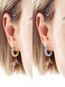 XUJIA 1 par de brincos de prata esterlina 925 para mulheres, brincos de argola de moissanita brilhantes com 0,9 mm e 0,8 mm, brincos de moissanita para mulheres, brincos da moda, joias, presentes com certificado GRA