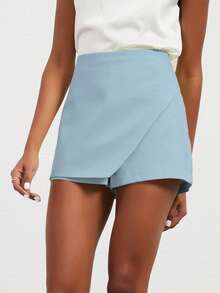 Pollitos de mujer con falda asimétrica de unicolor versátil y casual de marca Se-Hore - Azul claro - Ver 1