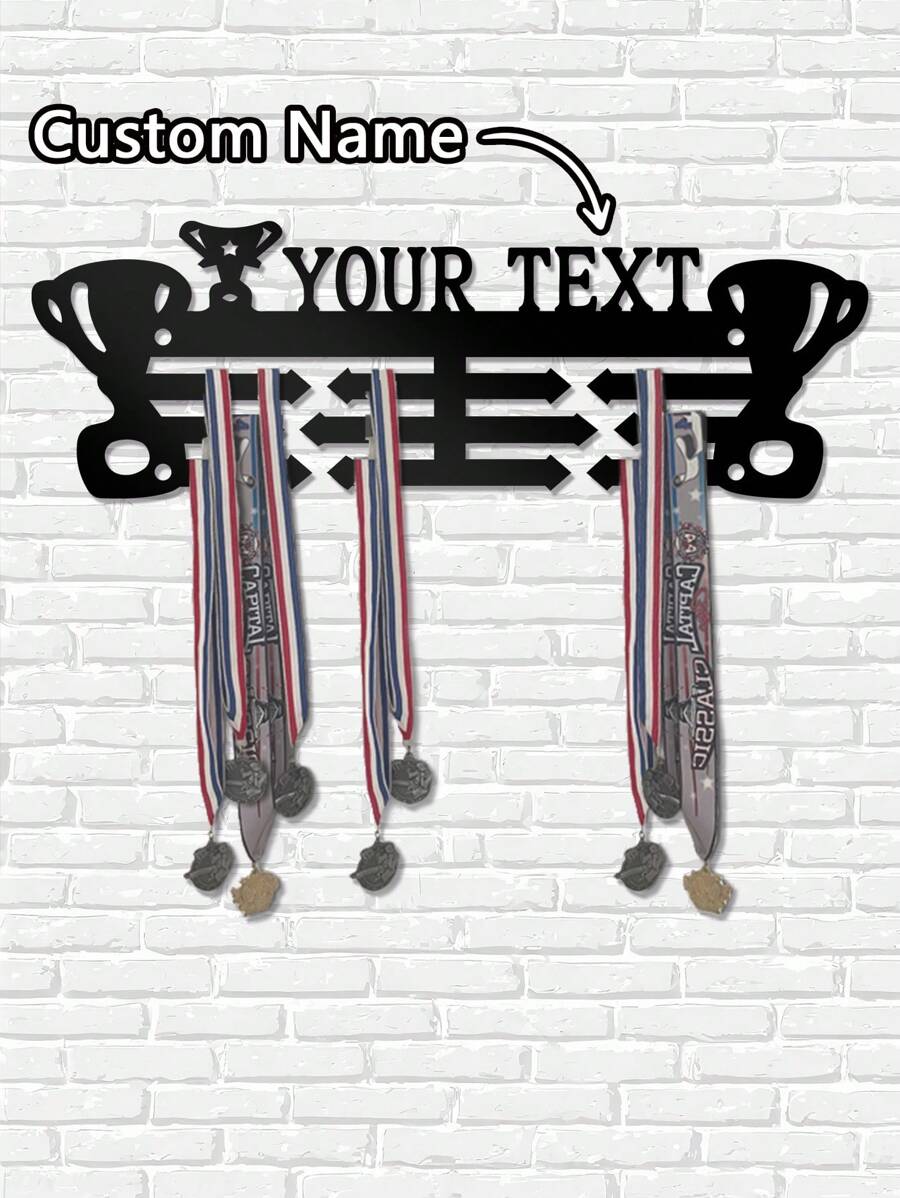 1 szt. DIY Stojak na medale, nagrody i wstążki, modny wzór trofeów, wykonany z metalu, wieszak na medale z imieniem do wystroju domu, salonu, dekoracji wnętrz, pokoju, sypialni, prezentu na Dzień Ojca, prezentów dla sportowców, dekoracji na zakończenie roku szkolnego, dekoracji akademika, nadruku graficznego