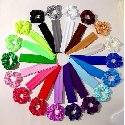 paquete de 36 diademas elásticas y absorbentes de sudor para mujeres - unicolor, diademas elásticas para deportes y yoga - Regalo perfecto para niñas en Acción de Gracias y Navidad