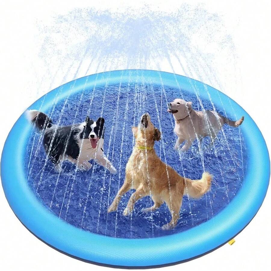 Splash Pad For Dogs Anti-Slip Dog Pool For Large Dogs 0.58 Mm Thickened Durable Outdoor Water Play Mat Summer Sprinkler Toy Summer Cooling Leisure Activities Large Dogs Thickened Durable Outdoor Water Play Mat, Summer Sprinkler Toy For Backyard