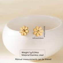 1 Set Stainless Steel Daisy Flower Necklace, Anklet And Earrings, Sweet And Fresh Jewelry Set Suitable For Women's Daily Commute Or Party Occasions, Also Great As Gift For Friends