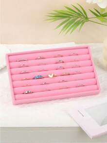 9/1 件粉色天鹅绒首饰托盘，大容量珠宝收纳盒，带独立隔层，可堆叠珠宝展示架，可容纳耳环、项链、手链、戒指、发夹、发带等。情人节天鹅绒首饰托盘 - 彩色 - 查看 24