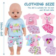 18-Inch Plush Sloth Pattern Doll Outfit Set, Including Top And Shorts, Children's Costume Play Doll, Pretend Play, Holiday/Birthday Gift (Doll Not Included) - Multicolor - View 6