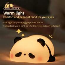 USB Rechargeable LED Night Light Cute Cartoon Panda Silicone Lamp Timing Function Desk Bedside Decor Nightlight Children Gift - Panda - View 6