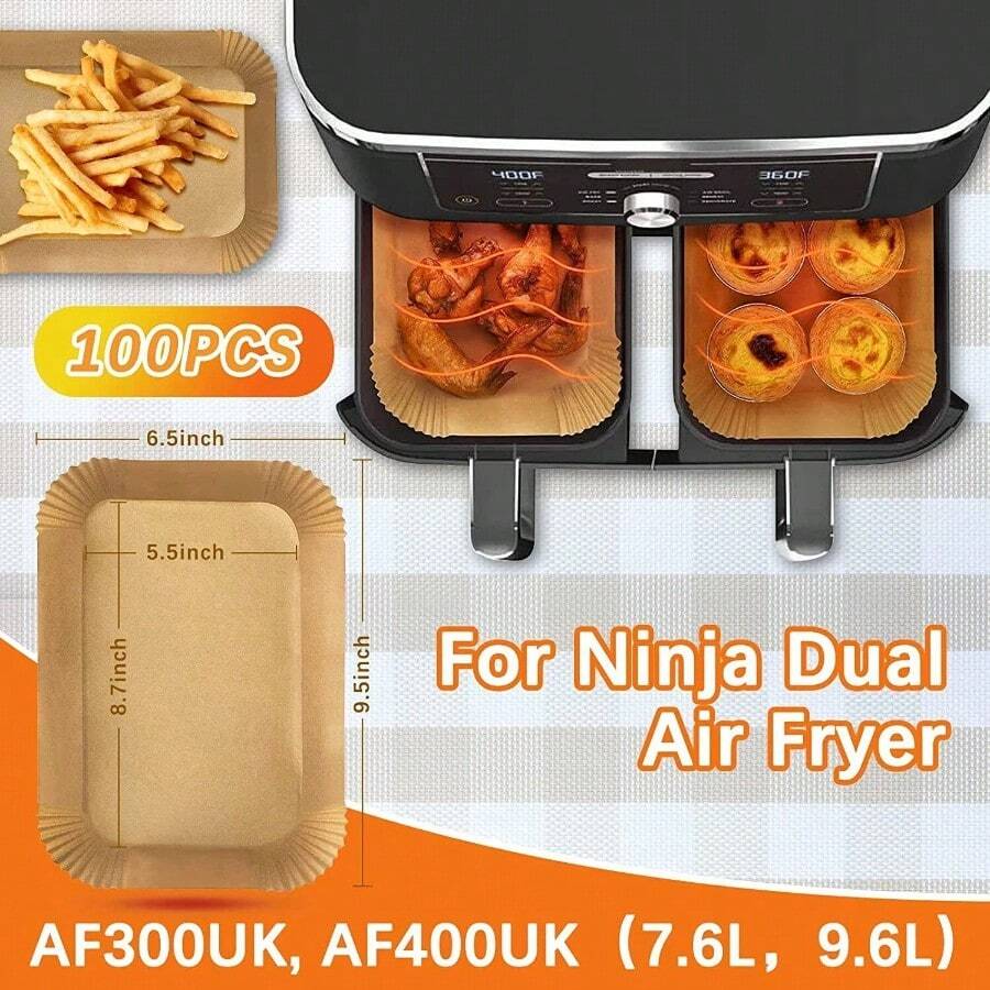 100/300 Pcs Air Fryer Liners Disposable Paper Non Stick Parchment - Brown - View 1