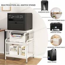Large Printer Stand With Storage Shelf 23.6 W X 18.9 D Printer Cart With Wheels 3 Tier Mobile Printer Table For Home Office Stands For Printer Heat Pr Scanner Fax White - White - View 5