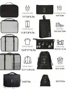 9 pièces Trousse de maquillage pour voyage d'été, organisateur de voyage portable et étanche, sac de toilette multifonction, boîtes de rangement de vêtements grande capacité, accessoires de voyage, sacs de compression gain de place, pochettes étanches. Convient pour sac à cosmétiques, sac de toilette, sac de plage, organisateur de cosmétiques, sac à maquillage, sac de rangement, sac à chaussures, boîte de rangement, fourre-tout, sac de voyage, accessoires de voyage. Excellent cadeau pour les amis, les parents, un anniversaire.