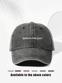 1 件刺绣“Bad Hair Day”水洗棒球帽，透气可调节高尔夫遮阳帽，适合户外活动，女士夏季时尚弧形帽檐遮阳帽，男士/中性 Y2K 风格遮阳帽 - 刺繡 - 查看 14