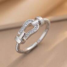 1 Stück modischer Luxus Schmuckset mit kubischem Zirkonia und Hufeisen-Verschluss, bestehend aus Halskette, Ohrringen und Ring, elegant und vielseitig einsetzbar, perfektes Geschenk für Frauen