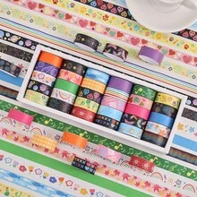 ICCEEMEE 30 Rolls Colorful Washi Tape Set, Decorative Washi Tape Washy Tape Bible Journaling Supplies Masking Tape For Arts & Crafts, Card Wrapping, Scrapbooking, Junk Journal, Bullet Journaling, 2m (2.2yards) - 均碼 - 查看 8
