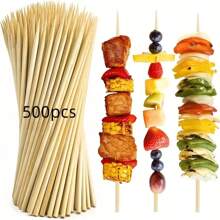 200pcs Disposable Bamboo Skewers, Suitable For Barbecue, Fruit, Sausages, Mutton, Shashlik, Cotton Candy, Commercial Catering Use