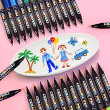 12/24 Color Ceramic Color Pen Set, Ceramic Surface Decoration Graffiti Pen Drawing Pen, Creative DIY Poster Handwriting Greeting Card Drawing Pen Art Design Gift Stationery Student Office Hand-Painted Tool, School Supplies,Back To School