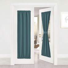 Local Warehouse- Door Curtain Panel, Grey French Door Curtains Blackout Thermal Insulated Curtain Sidelight Privacy For Window/Living Room/Doorways/Classroom (25W By 72L Inches, 1 Panel) - Sea Teal - 查看 11