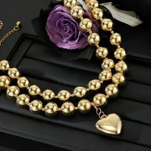 2 Stücke Goldenes Herzketten Set für Frauen, Tagesbedarf
