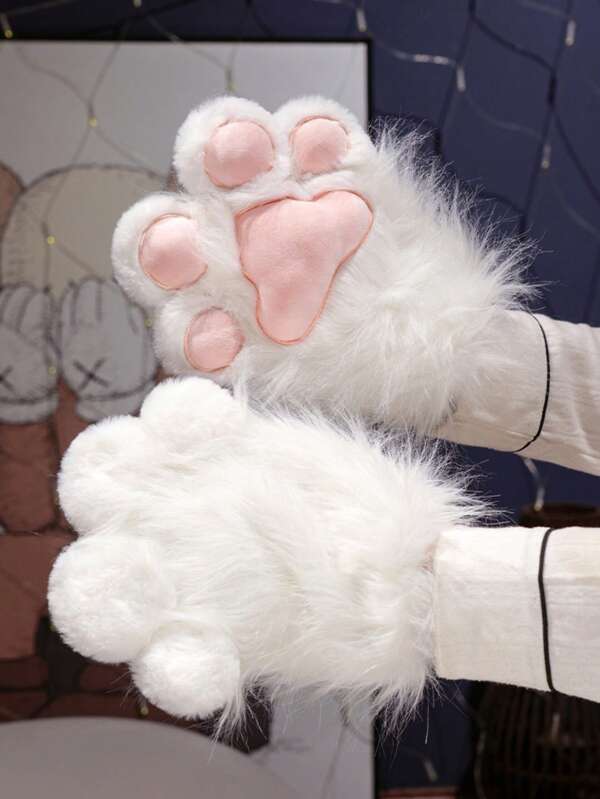Kawaii Cat Paw Gloves - Thermal Anime Cosplay Gloves For Halloween And Christmas | Furry-Lined Animal Paw Accessories | Cute Gift For Conventions, Parties (Fox/Animal Style)