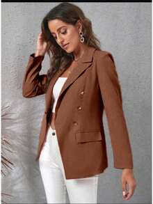 Women's Blazer Tailored Jacket Formal Coat With Beautiful Button Super Shipping Mother's Day - Coklat - View 3