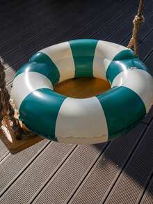 1 件双气囊双层成人游泳圈，复古网格风水充气游泳圈，适合夏季、泳池、派对 - 綠色 - 查看 6